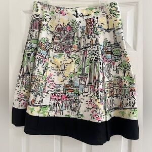 Talbots Artistic City Print A-Line Skirt